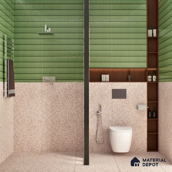 Terrazzo Floor & Wall Tile TL 06086 Terrazzo Taupe 4 ft x 2 ft Vitrified Matte Finish - 9 mm | 4 Random Design | Suitable For Living Room, Bedroom, Bathroom, Kitchen