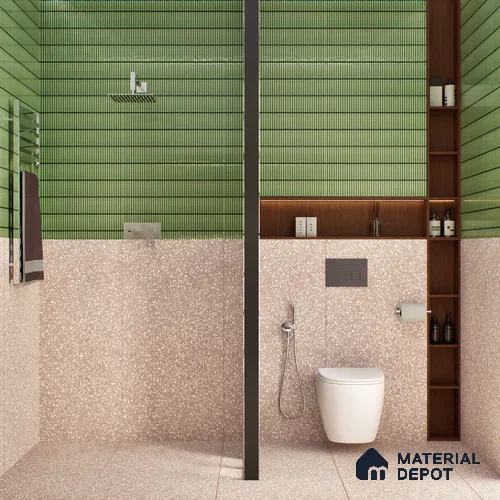 Terrazzo Floor & Wall Tile TL 06086 Terrazzo Taupe 4 ft x 2 ft Vitrified Matte Finish - 9 mm | 4 Random Design | Suitable For Living Room, Bedroom, Bathroom, Kitchen