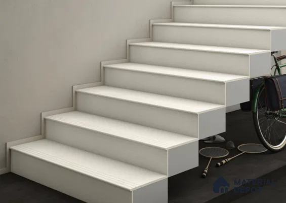 Terrazzo Rock White 4 ft x1 ft mm Step Tile Satin Matte Finish TL 06775 Vitrified Full Body Tile - 11 mm