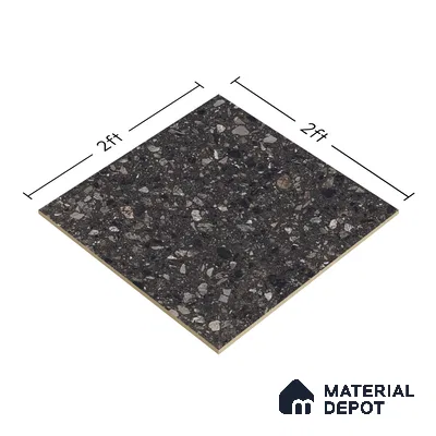 Terrazzo Floor & Wall Tile TL 06022 B Carrara Nero 2 ft x 2 ft Rustic Carving Matte Finish Vitrified Tile - 9 mm | 6 Random Design | Suitable For Living Room, Bedroom, Bathroom, Kitchen & Dining