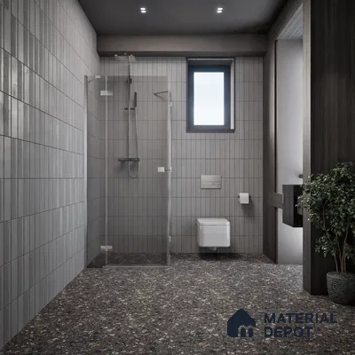 Terrazzo Floor & Wall Tile TL 06022 B Carrara Nero 2 ft x 2 ft Rustic Carving Matte Finish Vitrified Tile - 9 mm | 6 Random Design | Suitable For Living Room, Bedroom, Bathroom, Kitchen & Dining