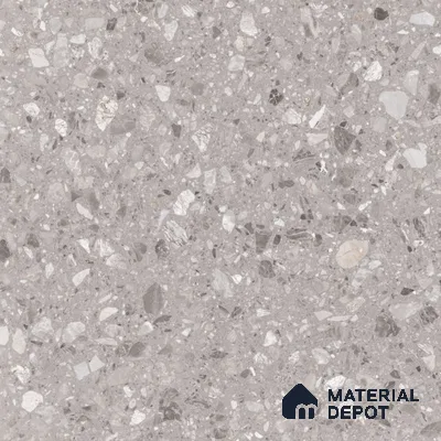 Terrazzo Floor & Wall Tile TL 06022 Carrara White 2 ft x 2 ft Rustic Carving Matte Finish Vitrified Tile - 9 mm | 6 Random Design | Suitable For Living Room, Bedroom, Bathroom, Kitchen & Dining (Sample)