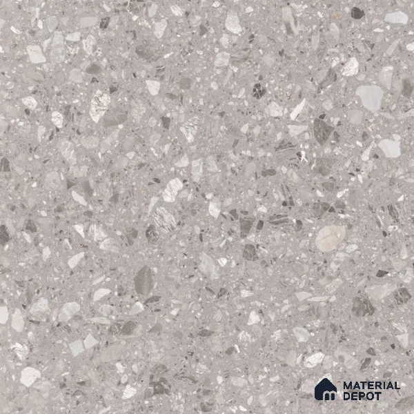 Terrazzo Floor & Wall Tile TL 06022 Carrara White 2 ft x 2 ft Rustic Carving Matte Finish Vitrified Tile - 9 mm | 6 Random Design | Suitable For Living Room, Bedroom, Bathroom, Kitchen & Dining (Sample)