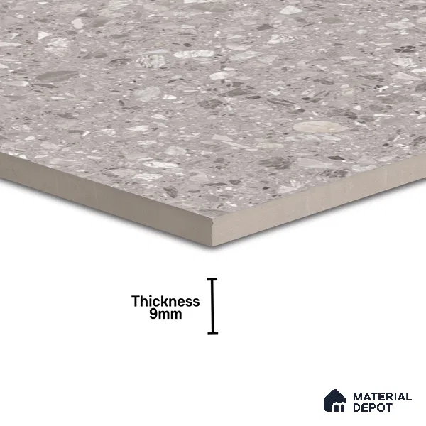 Terrazzo Floor & Wall Tile TL 06022 Carrara White 2 ft x 2 ft Rustic Carving Matte Finish Vitrified Tile - 9 mm | 6 Random Design | Suitable For Living Room, Bedroom, Bathroom, Kitchen & Dining (Sample)