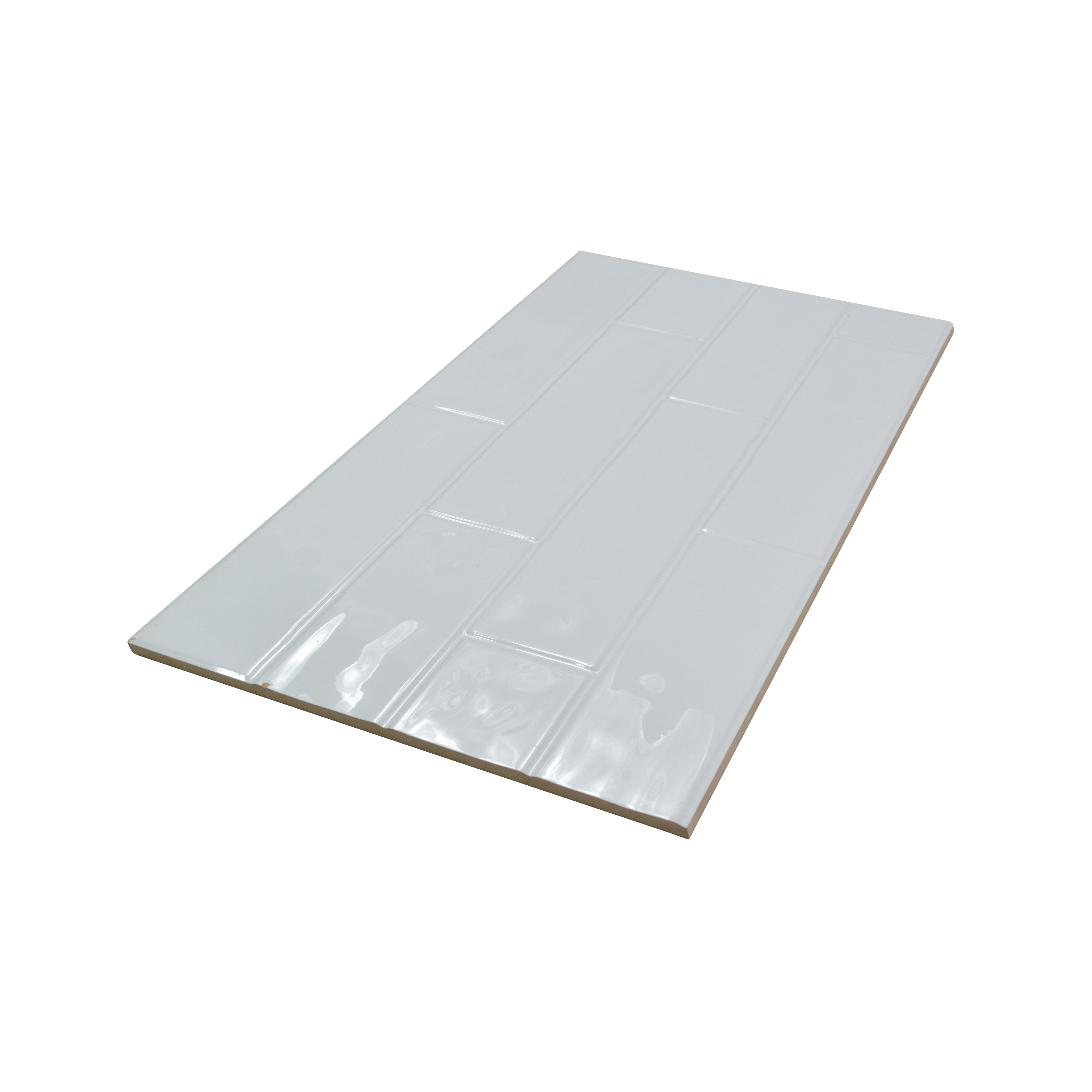 Faux Subway Wall Tile TL 05386 Miraq Polar White 2 ft x 1 ft Ceramic Glossy Finish - 8 mm | Suitable For Kitchen, Bathroom Walls and Backsplashes | Please Expect a Slight Variation of Pattern (Sample)