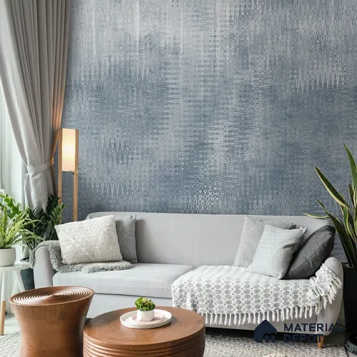 Textured Elements Harmony Wallpaper, Feather Blue Sukoon Series Soft Feel Abstract Design (Customised Size Wallpaper)