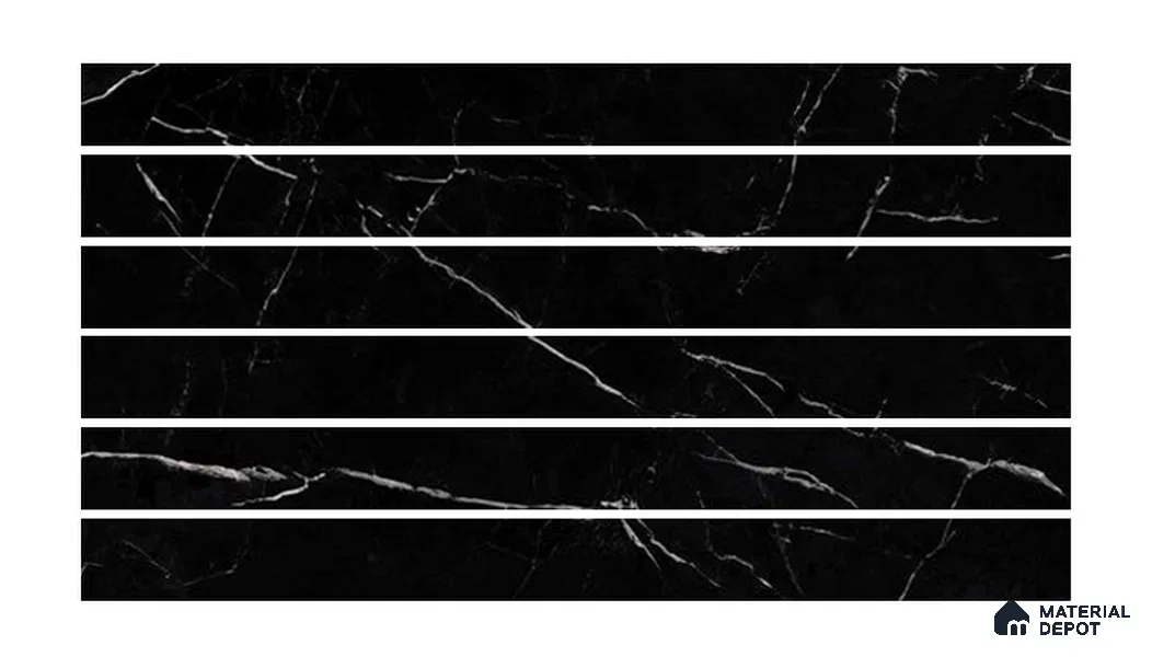 Floor Tile TF 00355  Obsidian Vein 1200 x 100 mm Vitrified High Gloss Finish - 9 mm |  | Suitable for Living Room, Bedroom, Bathroom