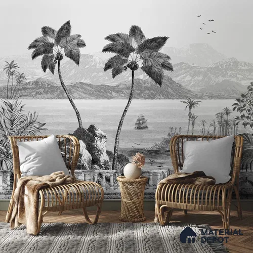 The Beach, Beautiful Wallpaper for Rooms Sukoon Series Handmade Nature Design (Customised Size Wallpaper)