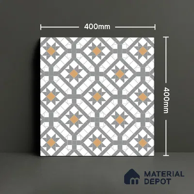 Floor Tile TL 07965 Tesco 1.3 ft x 1.3 ft Vitrified Matte Finish - 12 mm | Pattern Alignment May Vary | 2-3 mm Spacer is Mandatory