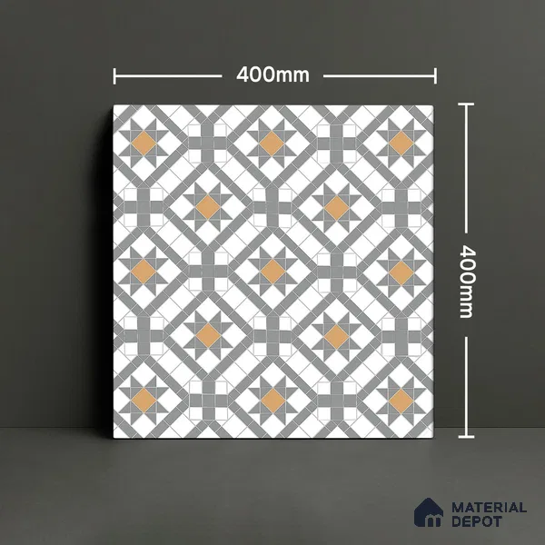 Floor Tile TL 07965 Tesco 1.3 ft x 1.3 ft Vitrified Matte Finish - 12 mm | Pattern Alignment May Vary | 2-3 mm Spacer is Mandatory