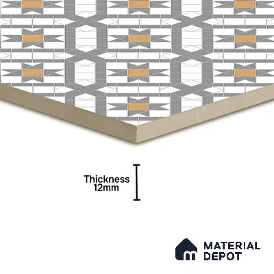 Floor Tile TL 07965 Tesco 1.3 ft x 1.3 ft Vitrified Matte Finish - 12 mm | Pattern Alignment May Vary | 2-3 mm Spacer is Mandatory