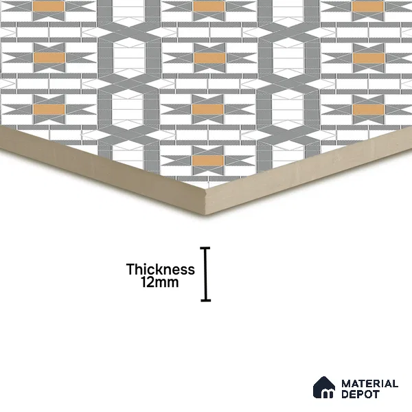 Floor Tile TL 07965 Tesco 1.3 ft x 1.3 ft Vitrified Matte Finish - 12 mm | Pattern Alignment May Vary | 2-3 mm Spacer is Mandatory