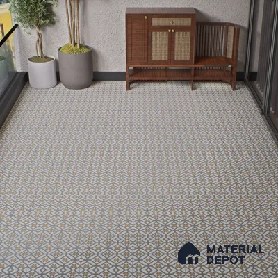 Floor Tile TL 07965 Tesco 1.3 ft x 1.3 ft Vitrified Matte Finish - 12 mm | Pattern Alignment May Vary | 2-3 mm Spacer is Mandatory