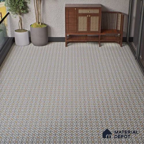 Floor Tile TL 07965 Tesco 1.3 ft x 1.3 ft Vitrified Matte Finish - 12 mm | Pattern Alignment May Vary | 2-3 mm Spacer is Mandatory