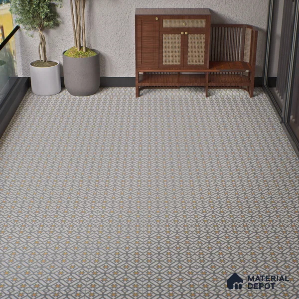 Floor Tile TL 07965 Tesco 1.3 ft x 1.3 ft Vitrified Matte Finish - 12 mm | Pattern Alignment May Vary | 2-3 mm Spacer is Mandatory