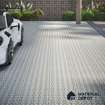 Floor Tile TL 07965 Tesco 1.3 ft x 1.3 ft Vitrified Matte Finish - 12 mm | Pattern Alignment May Vary | 2-3 mm Spacer is Mandatory