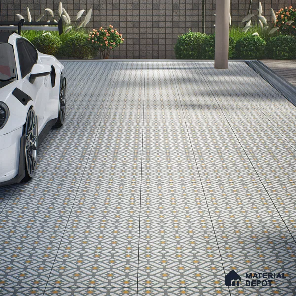 Floor Tile TL 07965 Tesco 1.3 ft x 1.3 ft Vitrified Matte Finish - 12 mm | Pattern Alignment May Vary | 2-3 mm Spacer is Mandatory