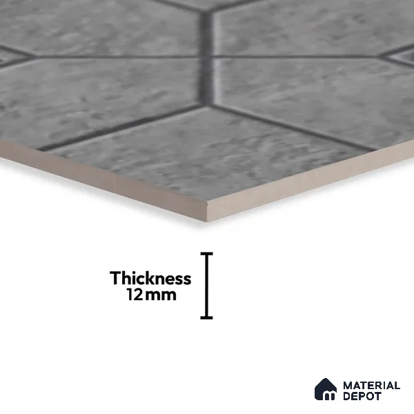 Stone Floor Tile TL 07589 Turin Nero 16 x 16 inch Texture Finish Vitrified Tile - 12 mm | Suitable for Parking, Outdoor & Bathroom | Pattern Alignment May Vary | 2-3 mm Spacer is Mandatory (Sample)
