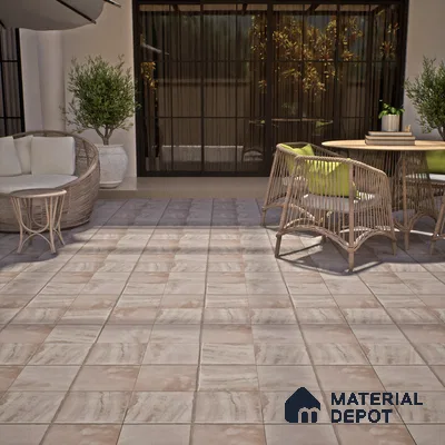 Stone Floor Tile TL 07603 B Colombina Taupe 16 x 16 inch Texture Finish Vitrified Tile - 12 mm | Suitable for Parking, Outdoor & Bathroom | Pattern Alignment May Vary | 2-3 mm Spacer is Mandatory