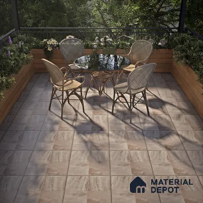 Stone Floor Tile TL 07603 B Colombina Taupe 16 x 16 inch Texture Finish Vitrified Tile - 12 mm | Suitable for Parking, Outdoor & Bathroom | Pattern Alignment May Vary | 2-3 mm Spacer is Mandatory
