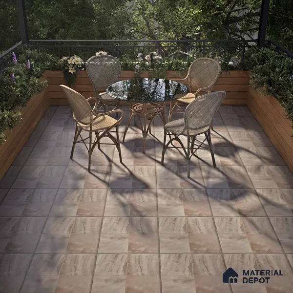 Stone Floor Tile TL 07603 B Colombina Taupe 16 x 16 inch Texture Finish Vitrified Tile - 12 mm | Suitable for Parking, Outdoor & Bathroom | Pattern Alignment May Vary | 2-3 mm Spacer is Mandatory