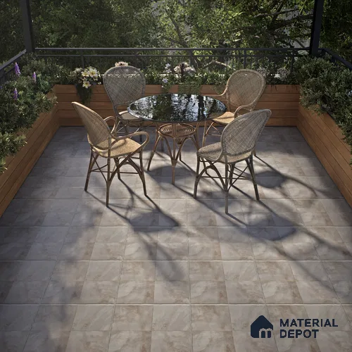 Stone Floor Tile TL 07603 D Colombina Grey 16 x 16 inch Texture Finish Vitrified Tile - 12 mm | Suitable for Parking, Outdoor & Bathroom | Pattern Alignment May Vary | 2-3 mm Spacer is Mandatory