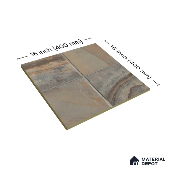 Stone Floor Tile TL 07603 Colombina Natural 16 x 16 inch Texture Finish Vitrified Tile - 12 mm | Suitable for Parking, Outdoor & Bathroom | Pattern Alignment May Vary | 2-3 mm Spacer is Mandatory (Sample)