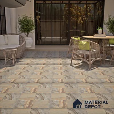 Stone Floor Tile TL 07603 Colombina Natural 16 x 16 inch Texture Finish Vitrified Tile - 12 mm | Suitable for Parking, Outdoor & Bathroom | Pattern Alignment May Vary | 2-3 mm Spacer is Mandatory (Sample)