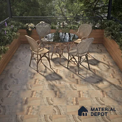 Stone Floor Tile TL 07603 Colombina Natural 16 x 16 inch Texture Finish Vitrified Tile - 12 mm | Suitable for Parking, Outdoor & Bathroom | Pattern Alignment May Vary | 2-3 mm Spacer is Mandatory (Sample)