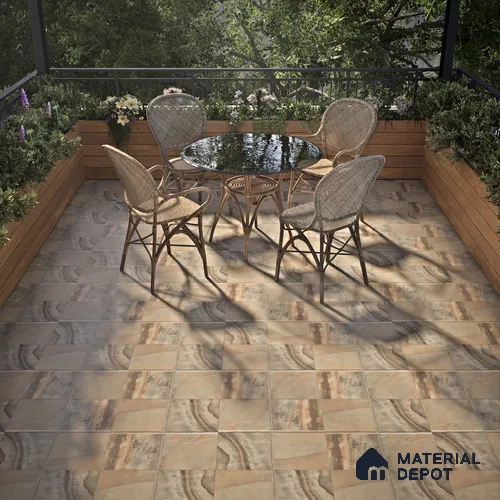 Stone Floor Tile TL 07603 Colombina Natural 16 x 16 inch Texture Finish Vitrified Tile - 12 mm | Suitable for Parking, Outdoor & Bathroom | Pattern Alignment May Vary | 2-3 mm Spacer is Mandatory