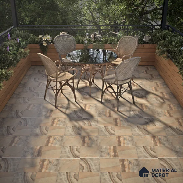 Stone Floor Tile TL 07603 Colombina Natural 16 x 16 inch Texture Finish Vitrified Tile - 12 mm | Suitable for Parking, Outdoor & Bathroom | Pattern Alignment May Vary | 2-3 mm Spacer is Mandatory (Sample)