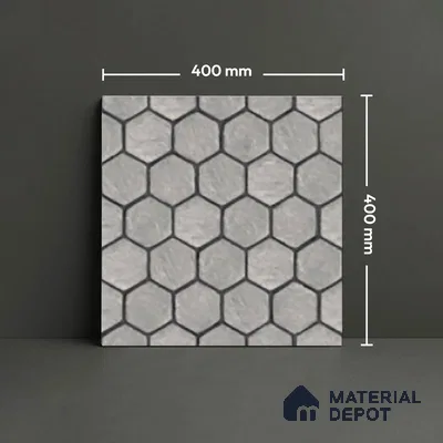 Hexagonal Floor Tile TL 07588 Hexa Gris 16 x 16 inch Texture Finish Vitrified Tile - 12 mm | Suitable for Parking, Outdoor & Bathroom | Pattern Alignment May Vary | 2-3 mm Spacer is Mandatory