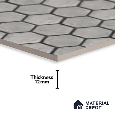 Hexagonal Floor Tile TL 07588 Hexa Gris 16 x 16 inch Texture Finish Vitrified Tile - 12 mm | Suitable for Parking, Outdoor & Bathroom | Pattern Alignment May Vary | 2-3 mm Spacer is Mandatory