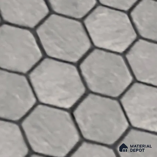 Hexagonal Floor Tile TL 07588 Hexa Gris 16 x 16 inch Texture Finish Vitrified Tile - 12 mm | Suitable for Parking, Outdoor & Bathroom | Pattern Alignment May Vary | 2-3 mm Spacer is Mandatory