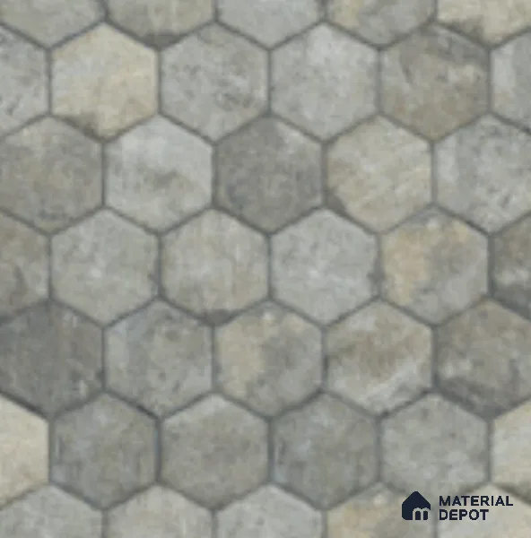 Hexagonal Floor Tile TL 07587 B Ergo Green 16 x 16 inch Texture Finish Vitrified Tile - 12 mm | Suitable for Parking, Outdoor & Bathroom | Pattern Alignment May Vary | 2-3 mm Spacer is Mandatory