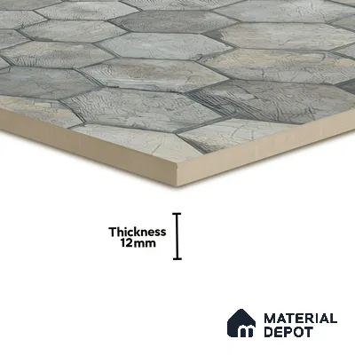 Hexagonal Floor Tile TL 07587 B Ergo Green 16 x 16 inch Texture Finish Vitrified Tile - 12 mm | Suitable for Parking, Outdoor & Bathroom | Pattern Alignment May Vary | 2-3 mm Spacer is Mandatory