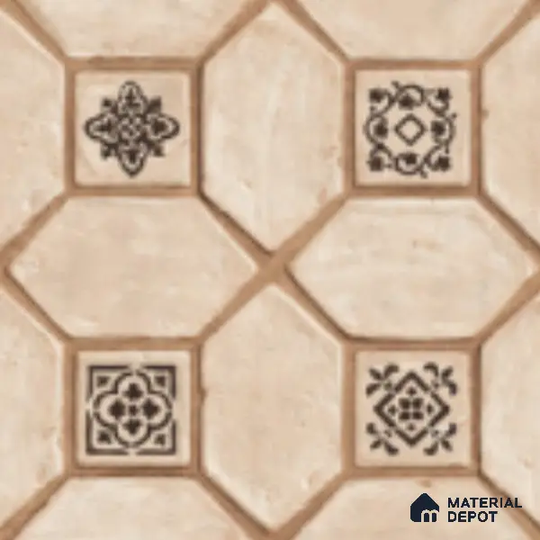 Moroccan Floor Tile TL 07591 B Retro Jasper 16 x 16 inch Texture Finish Vitrified Tile - 12 mm | Suitable for Parking, Outdoor & Bathroom | Pattern Alignment May Vary | 2-3 mm Spacer is Mandatory