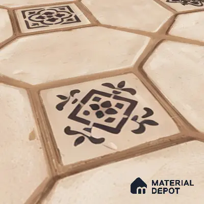 Moroccan Floor Tile TL 07591 B Retro Jasper 16 x 16 inch Texture Finish Vitrified Tile - 12 mm | Suitable for Parking, Outdoor & Bathroom | Pattern Alignment May Vary | 2-3 mm Spacer is Mandatory