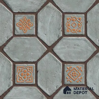 Moroccan Floor Tile TL 07591 Retro Emarald 16 x 16 inch Texture Finish Vitrified Tile - 12 mm | Suitable for Parking, Outdoor & Bathroom | Pattern Alignment May Vary | 2-3 mm Spacer is Mandatory (Sample)