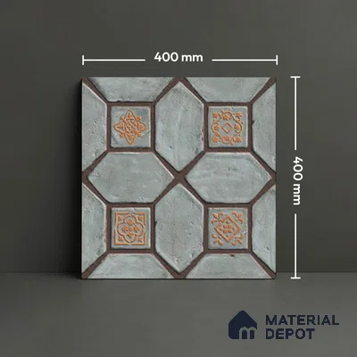 Moroccan Floor Tile TL 07591 Retro Emarald 16 x 16 inch Texture Finish Vitrified Tile - 12 mm | Suitable for Parking, Outdoor & Bathroom | Pattern Alignment May Vary | 2-3 mm Spacer is Mandatory (Sample)