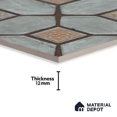 Moroccan Floor Tile TL 07591 Retro Emarald 16 x 16 inch Texture Finish Vitrified Tile - 12 mm | Suitable for Parking, Outdoor & Bathroom | Pattern Alignment May Vary | 2-3 mm Spacer is Mandatory (Sample)