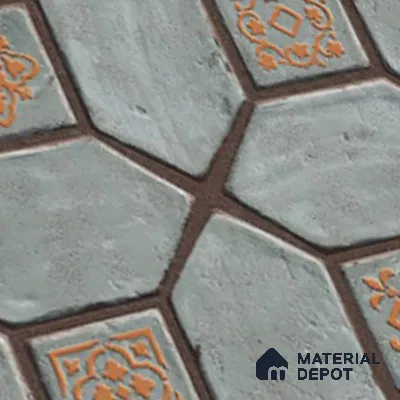 Moroccan Floor Tile TL 07591 Retro Emarald 16 x 16 inch Texture Finish Vitrified Tile - 12 mm | Suitable for Parking, Outdoor & Bathroom | Pattern Alignment May Vary | 2-3 mm Spacer is Mandatory (Sample)