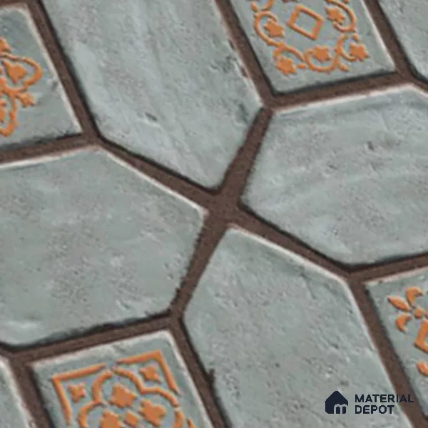 Moroccan Floor Tile TL 07591 Retro Emarald 16 x 16 inch Texture Finish Vitrified Tile - 12 mm | Suitable for Parking, Outdoor & Bathroom | Pattern Alignment May Vary | 2-3 mm Spacer is Mandatory (Sample)