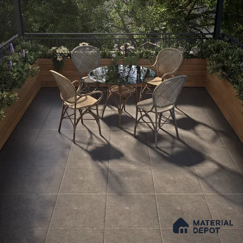 Stone Floor Tile TL 07533 B Gliter Nero 16 x 16 inch Texture Finish Vitrified Tile - 12 mm | Suitable for Parking, Outdoor & Bathroom | Pattern Alignment May Vary | 2-3 mm Spacer is Mandatory