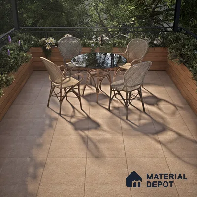Stone Floor Tile TL 07533 Glitter Beige 16 x 16 inch Texture Finish Vitrified Tile - 12 mm | Suitable for Parking, Outdoor & Bathroom | Pattern Alignment May Vary | 2-3 mm Spacer is Mandatory (Sample)