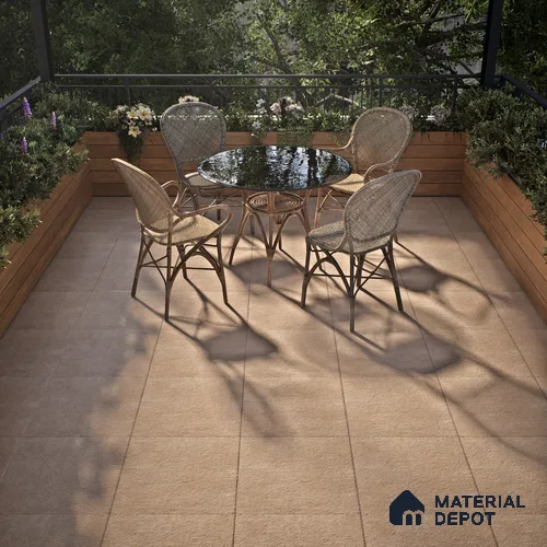 Stone Floor Tile TL 07533 Glitter Beige 16 x 16 inch Texture Finish Vitrified Tile - 12 mm | Suitable for Parking, Outdoor & Bathroom | Pattern Alignment May Vary | 2-3 mm Spacer is Mandatory