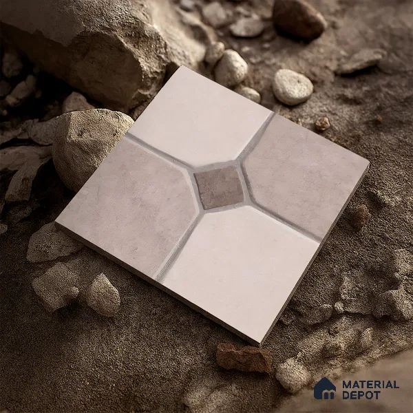 Stone Floor Tile TL 07590 B Soho Almond 16 x 16 inch Texture Finish Vitrified Tile - 12 mm | Suitable for Parking, Outdoor & Bathroom | Pattern Alignment May Vary | 2-3 mm Spacer is Mandatory