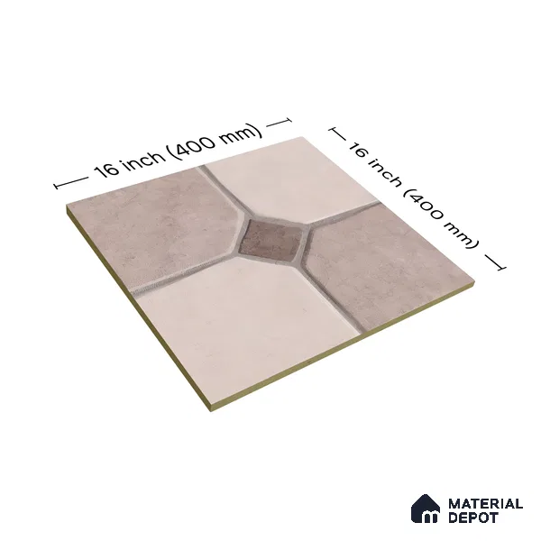 Stone Floor Tile TL 07590 B Soho Almond 16 x 16 inch Texture Finish Vitrified Tile - 12 mm | Suitable for Parking, Outdoor & Bathroom | Pattern Alignment May Vary | 2-3 mm Spacer is Mandatory