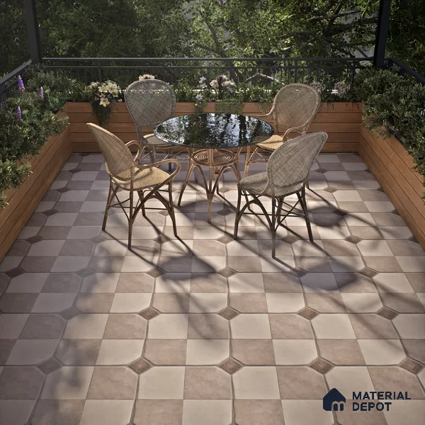 Stone Floor Tile TL 07590 B Soho Almond 16 x 16 inch Texture Finish Vitrified Tile - 12 mm | Suitable for Parking, Outdoor & Bathroom | Pattern Alignment May Vary | 2-3 mm Spacer is Mandatory