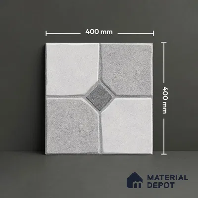 Stone Floor Tile TL 07590 Soho Grey 16 x 16 inch Texture Finish Vitrified Tile - 12 mm | Suitable for Parking, Outdoor & Bathroom | Pattern Alignment May Vary | 2-3 mm Spacer is Mandatory